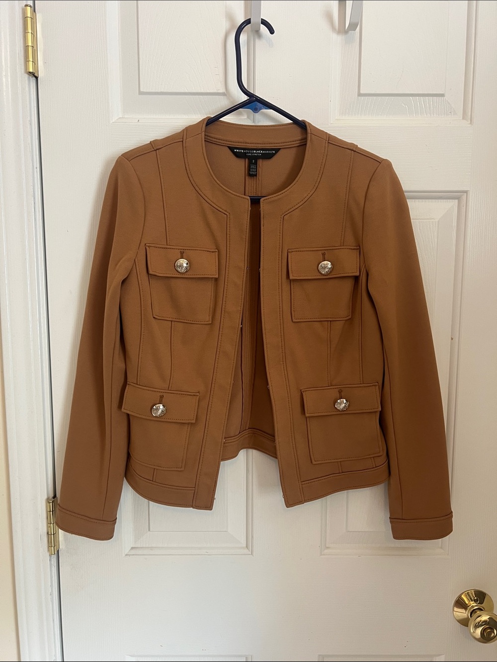 White House Black Market Camel Structured Four-Pocket Blazer